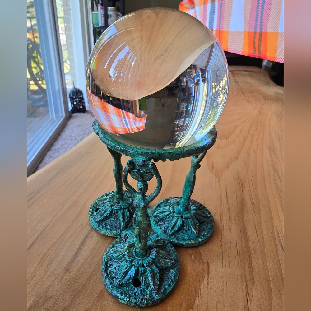 Vintage Triple Goddess Orb / Votive Tealight Candle Holder Stand - Picture 2 of 6